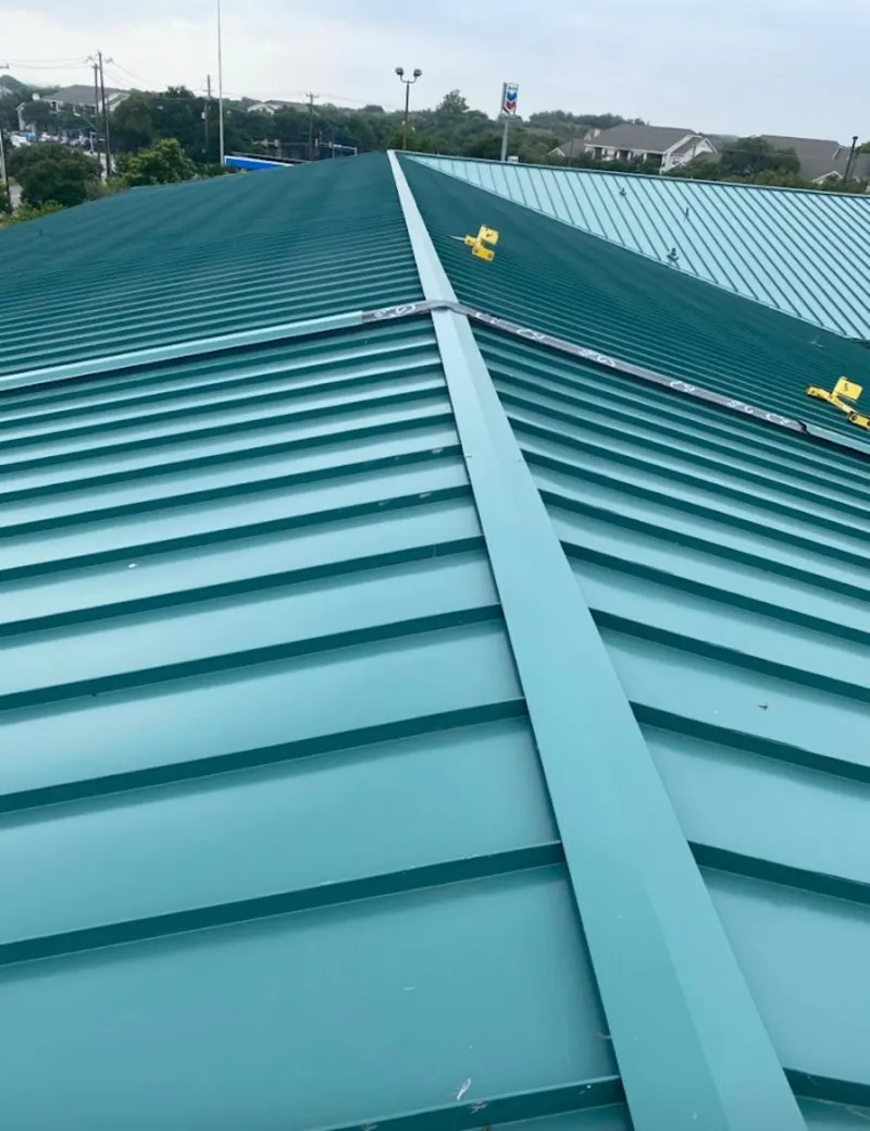 Green commercial metal roof ridge and valley for Metal Roof Repair in New Lenox